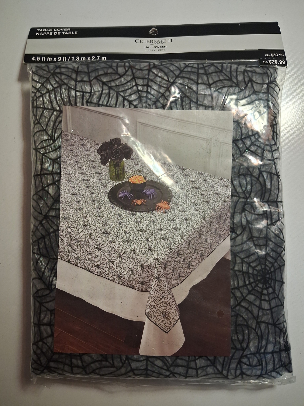 Celebrate It Halloween Spiderweb Table Cover - Black and White